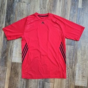 Adidas Men's Red And Black Sports Shortsleeve Shirt. Size Medium.